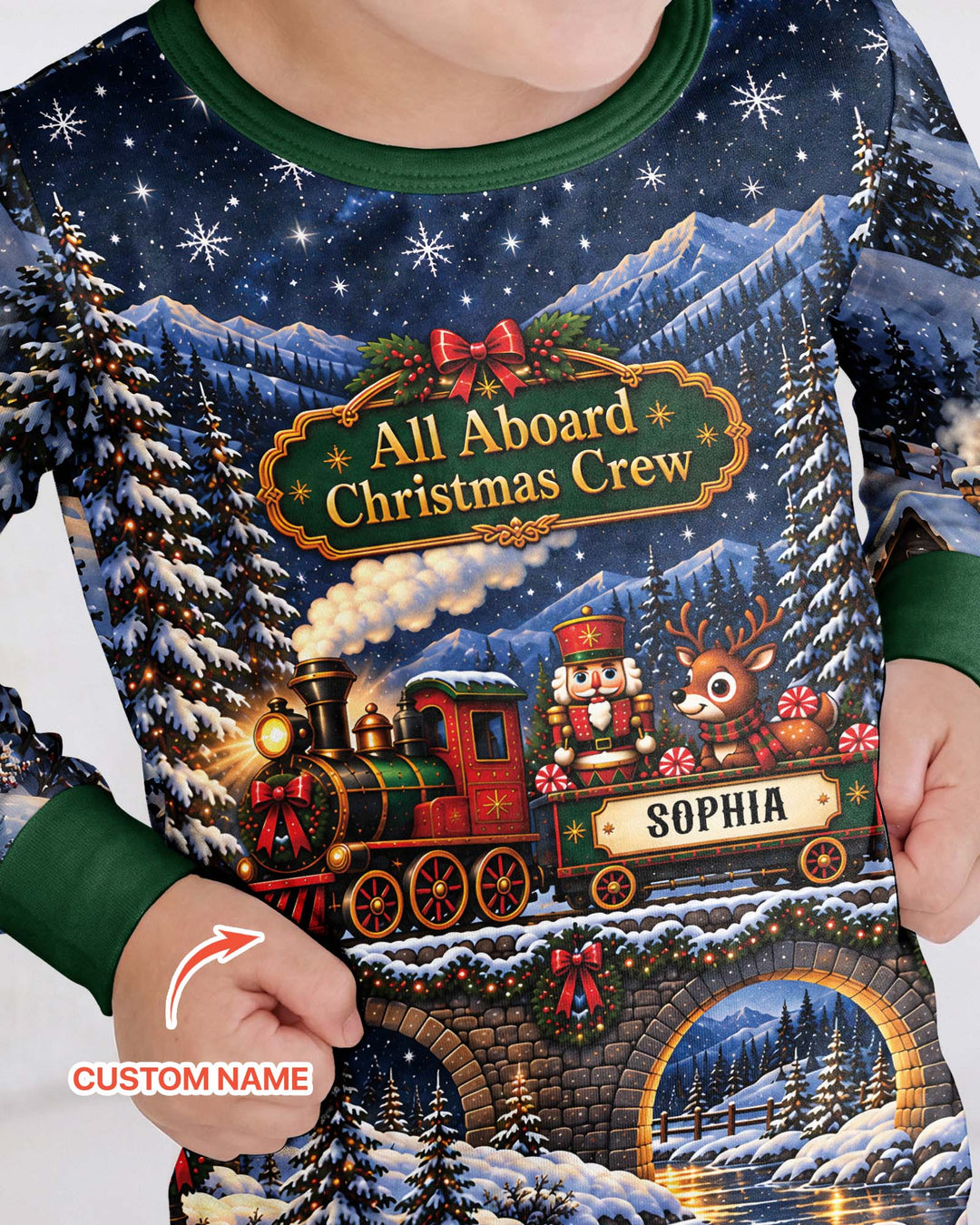 All Aboard Christmas Crew Bamboo Two Piece Long Sleeve Pajama Set