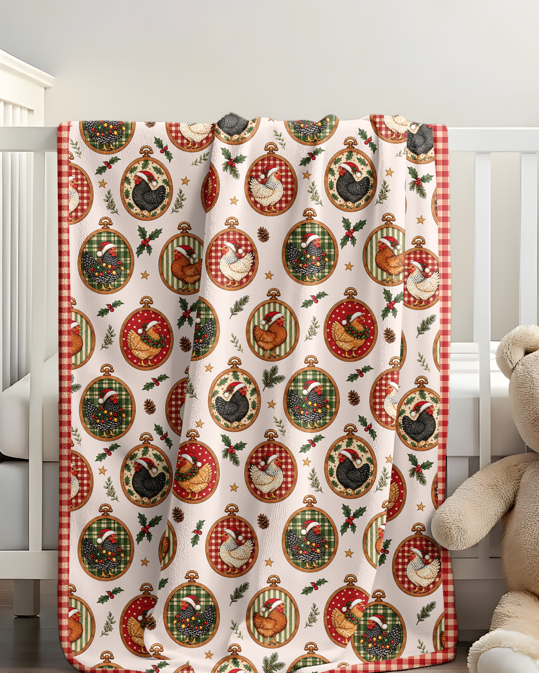 Chicken Merry Clucking Christmas  Bamboo Blanket