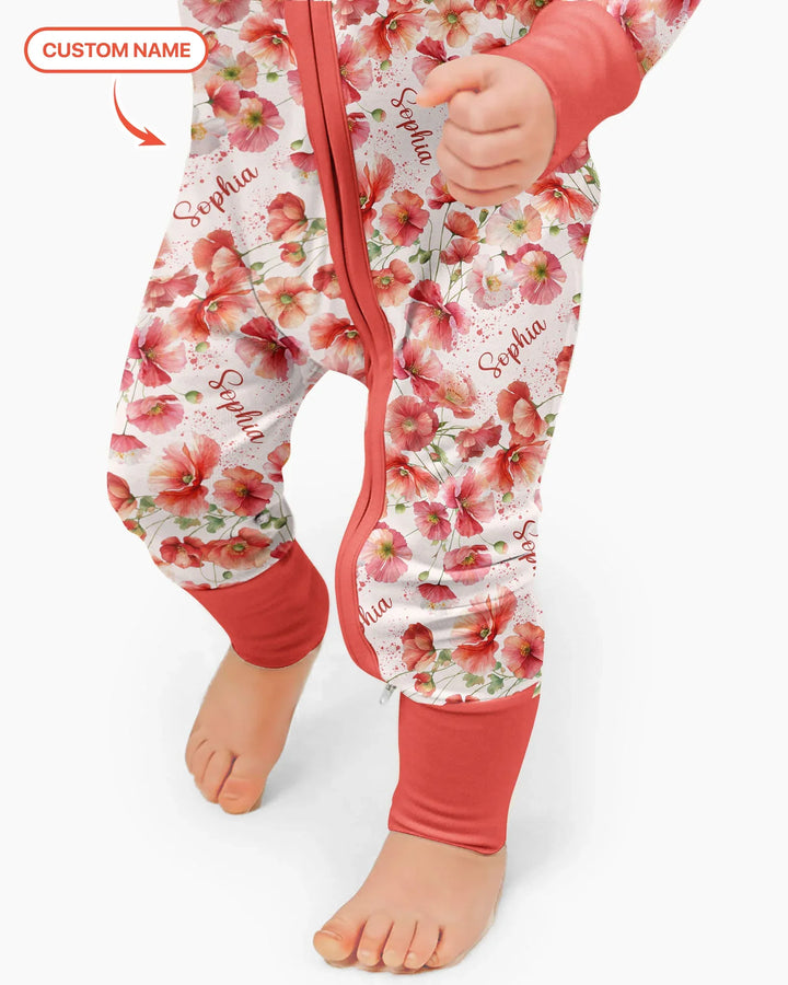 Custom Name Birth Month Flowers Bamboo Convertible Zippy