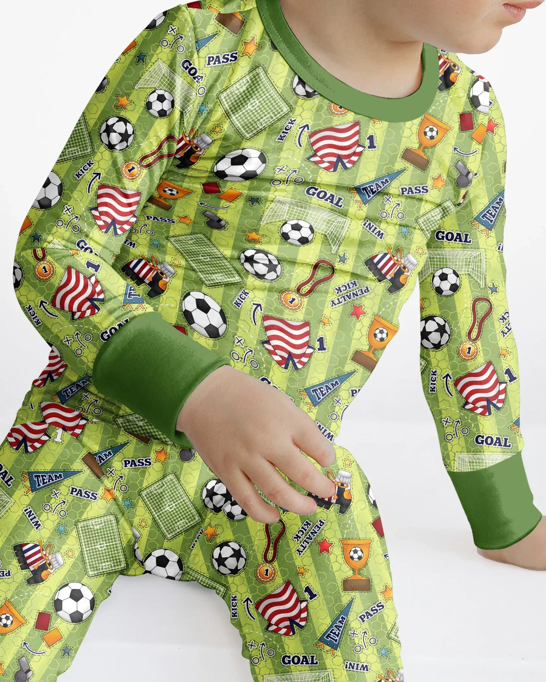 I Love Sports Soccer Bamboo Two Piece Long Sleeve Pajama Set