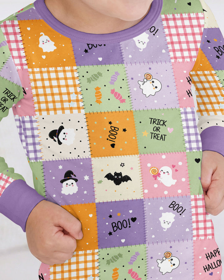 Cute Halloween Patchwork Bamboo Two Piece Long Sleeve Pajama Set