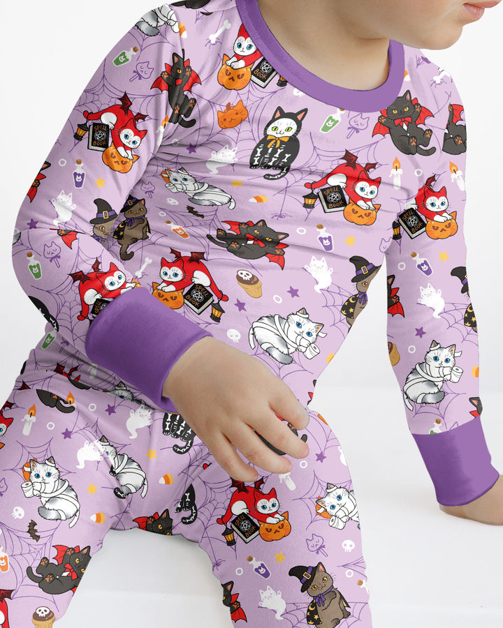 Spooky Kittie Bamboo Two Piece Long Sleeve Pajama Set