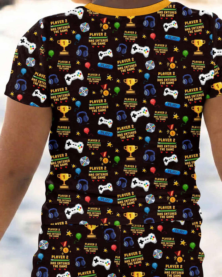 Leveled Up Daddy & Me Matching Bamboo Two Piece Short Sleeve Shorts Pajama Set