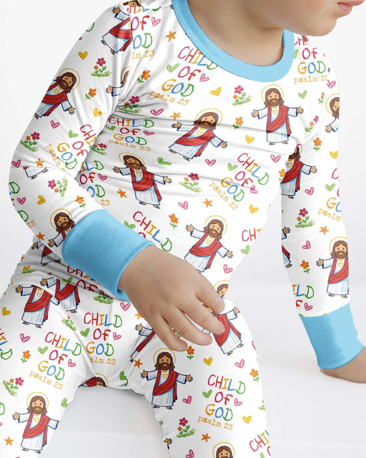 Jesus Loves Me Bamboo Two Piece Long Sleeve Pajama Set