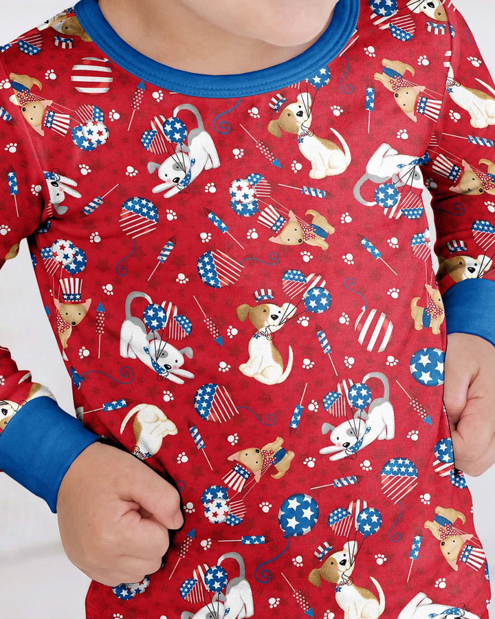 Red, White & Woof Family Matching Bamboo Two Piece Long Sleeve Pajama Set