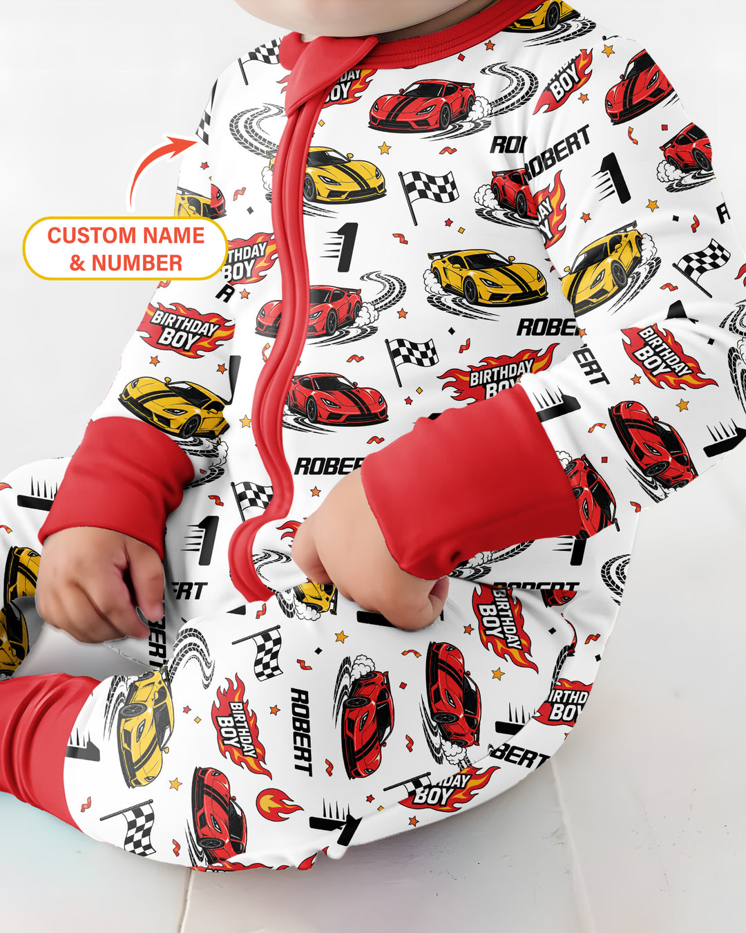 Personalized Racing Car Birthday Boy Bamboo Convertible Zippy