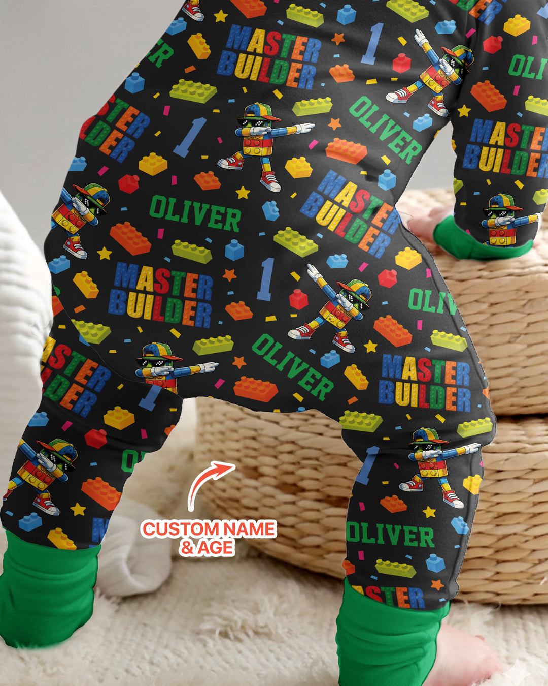 Custom Name and Age Master Builder Birthday Bamboo Convertible Zippy