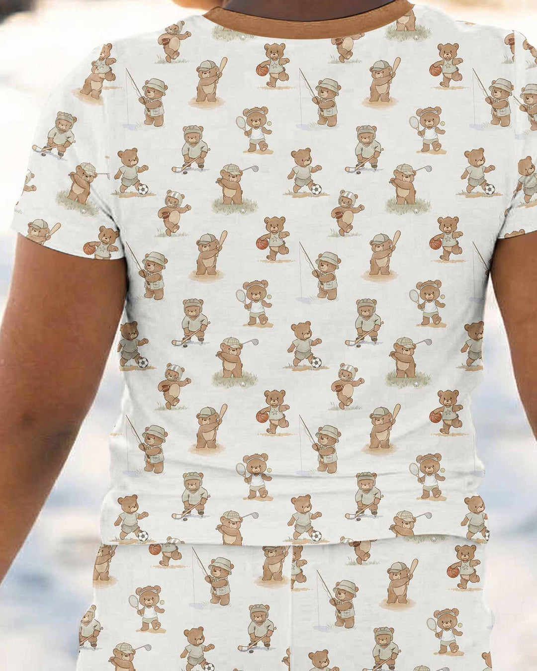 Little Sports Bears Bamboo Two Piece Short Sleeve Pajama Set