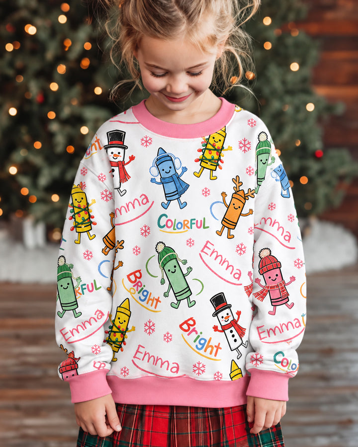 Custom Name Bright & Colorful Bamboo Crewneck Sweatshirt