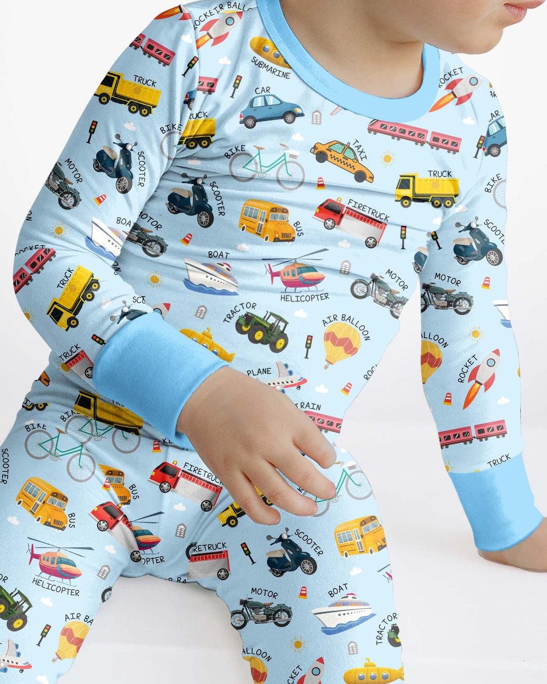 Vehicle Vocabulary Bamboo Two Piece Long Sleeve Pajama Set