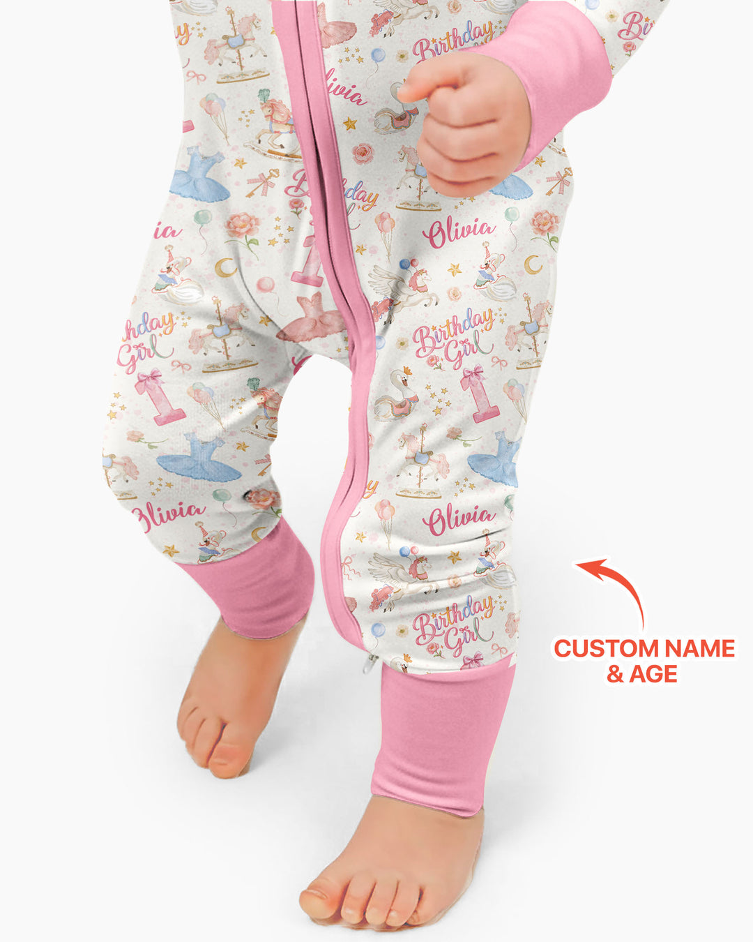 Ballerina Birthday Girl Custom Name & Age Bamboo Convertible Zippy