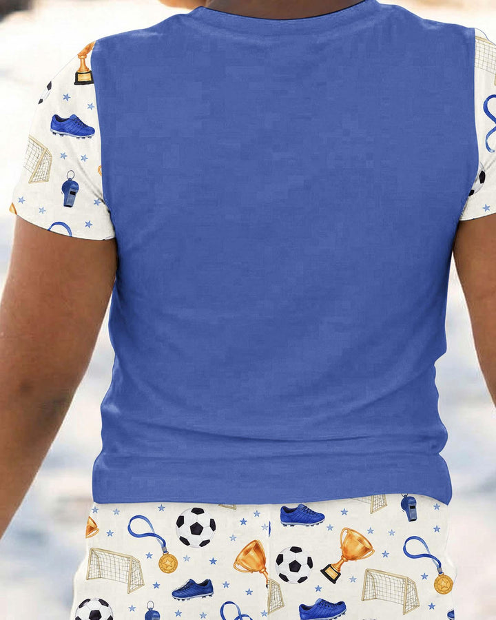 Custom Name My First Soccer Season Bamboo Two Piece Short Sleeve Pajama Set