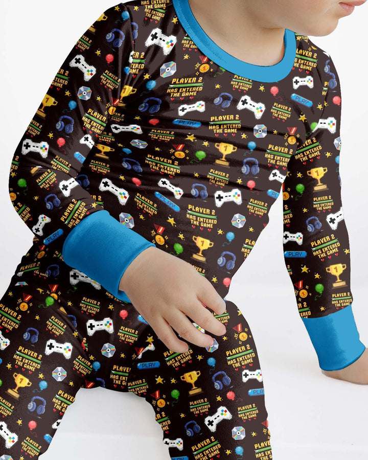 Leveled Up Daddy & Me Matching Bamboo Two Piece Long Sleeve Pajama Set