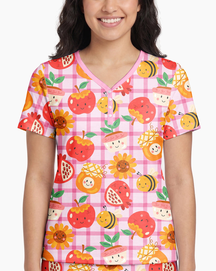 Sweet New Year Bamboo Women Short Sleeve Short Pajama Set