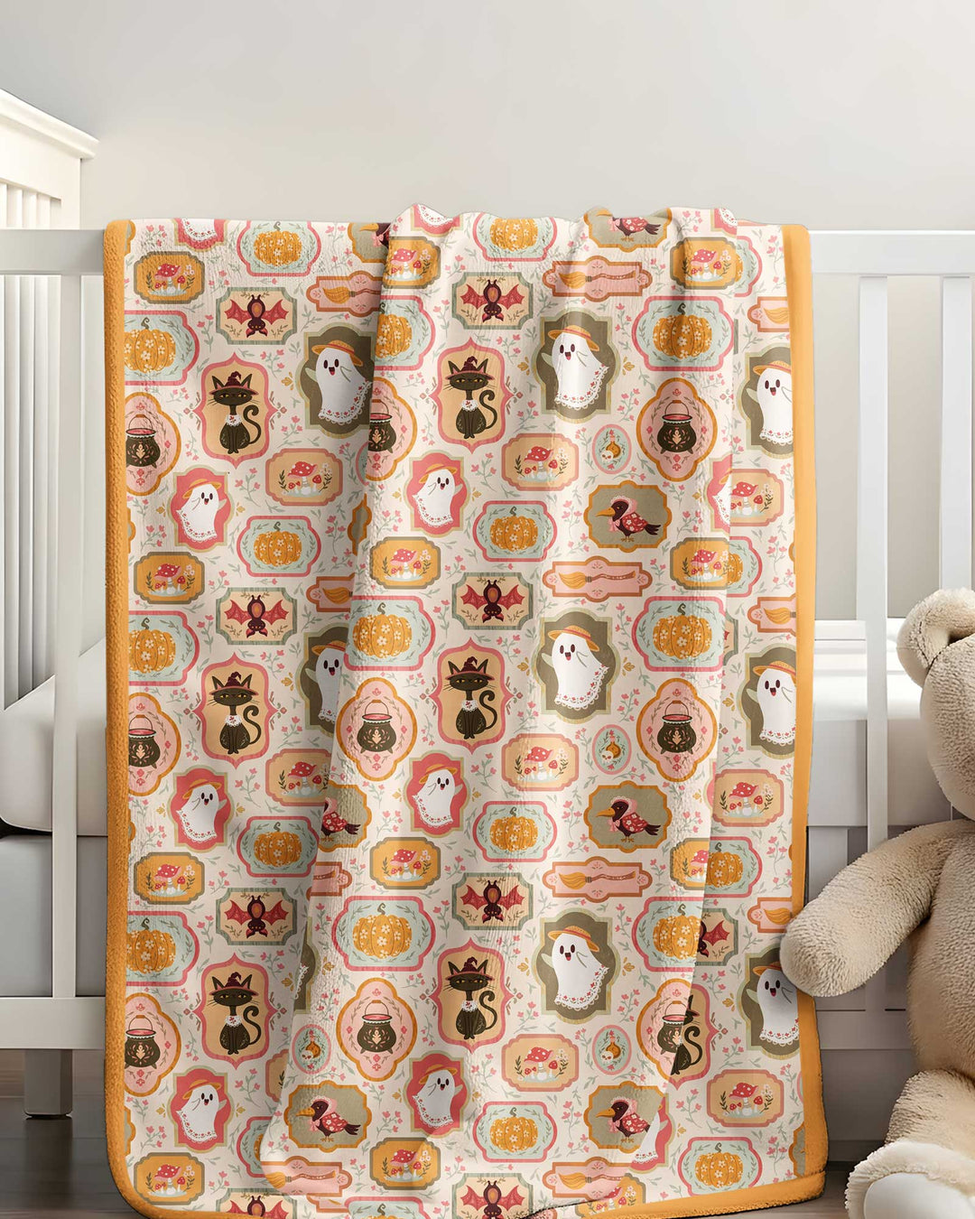 Cute Vintage Magical Cottage Style Halloween Bamboo Blanket
