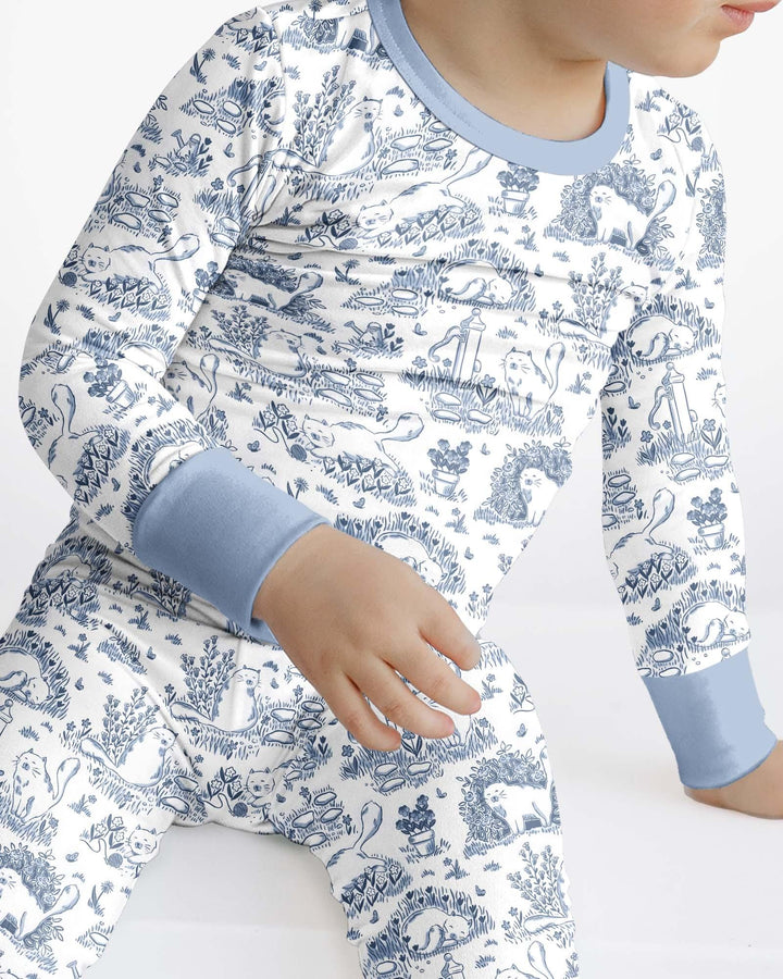 Toile Cats Bamboo Two Piece Long Sleeve Pajama Set