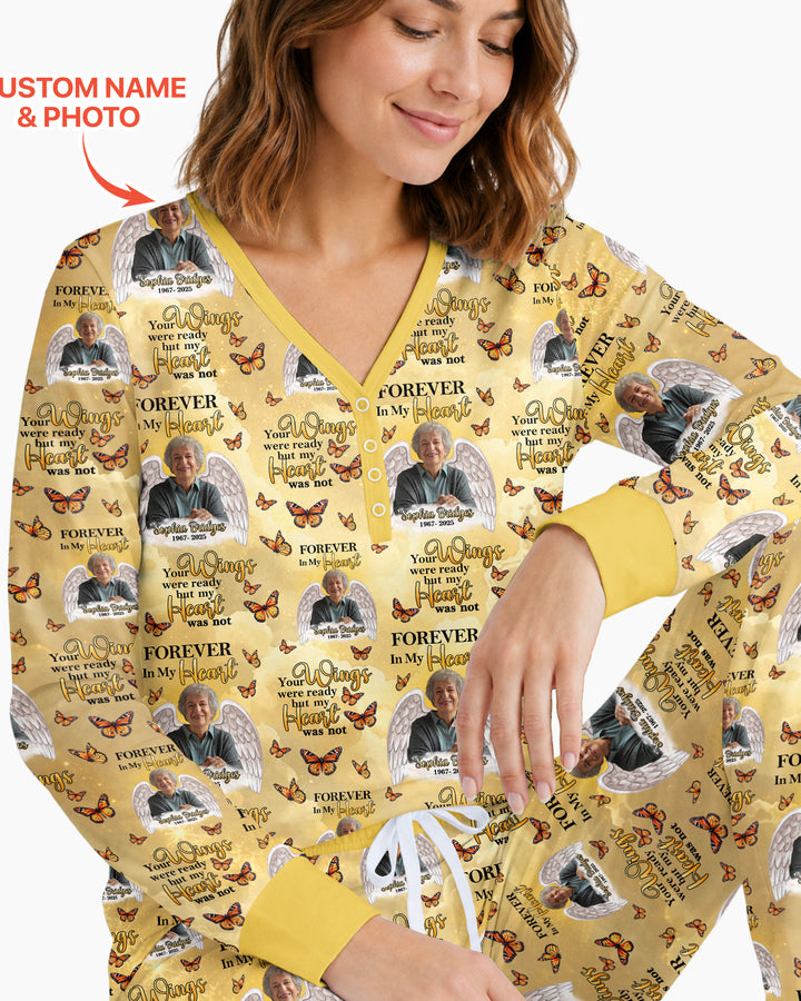 Custom Photo Forever In My Heart Family Matching Bamboo Women Pajama Set