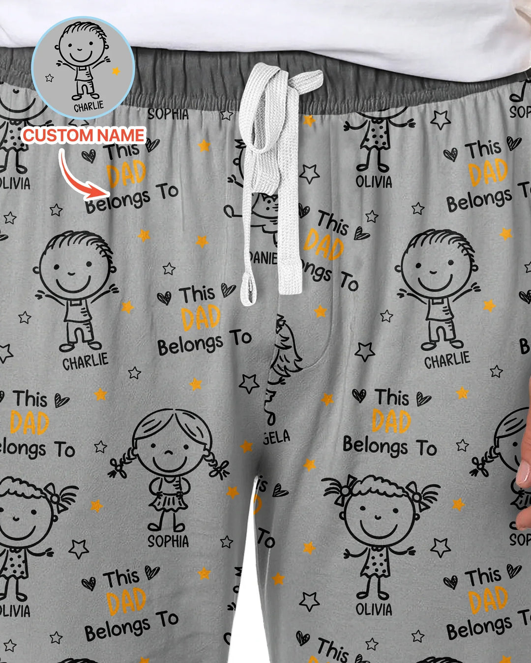 Custom Name This Dad Belongs To Doodle Bamboo Men's Pajama Set