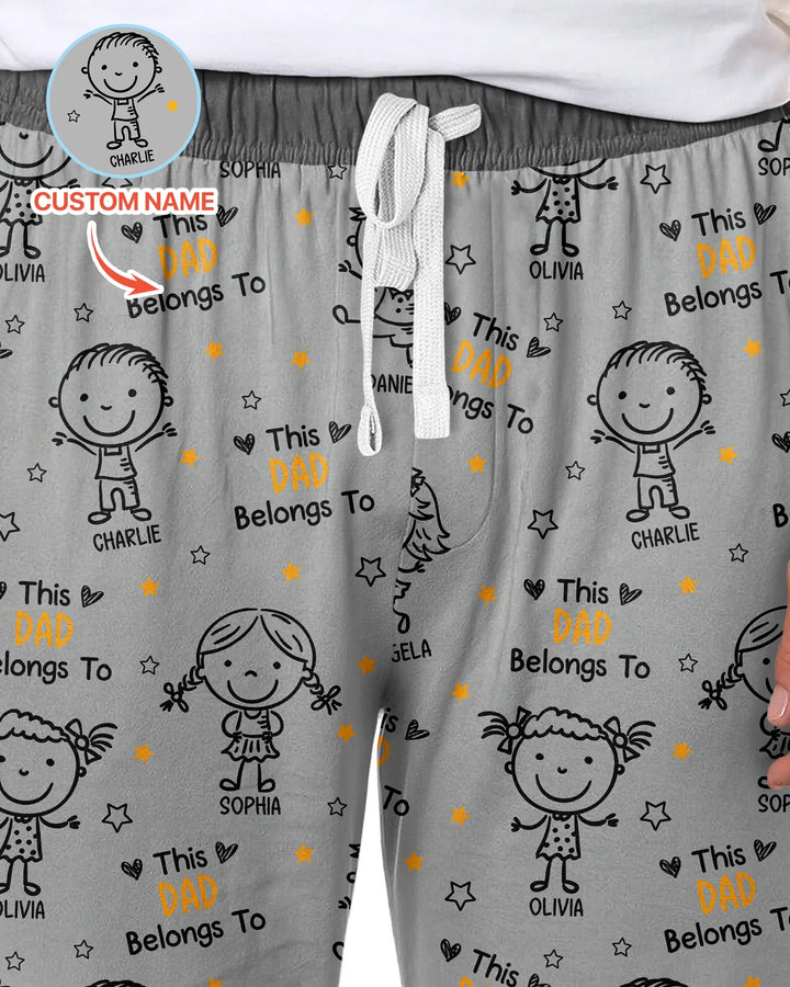 Custom Name This Dad Belongs To Doodle Bamboo Men's Pajama Set