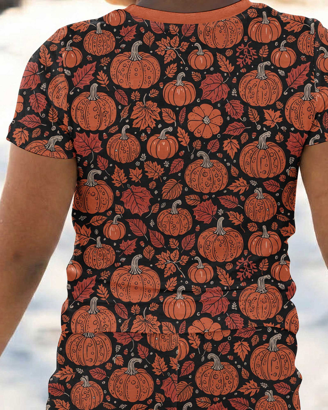 Retro Halloween Pumpkins  Bamboo Two Piece Short Sleeve Pajama Set