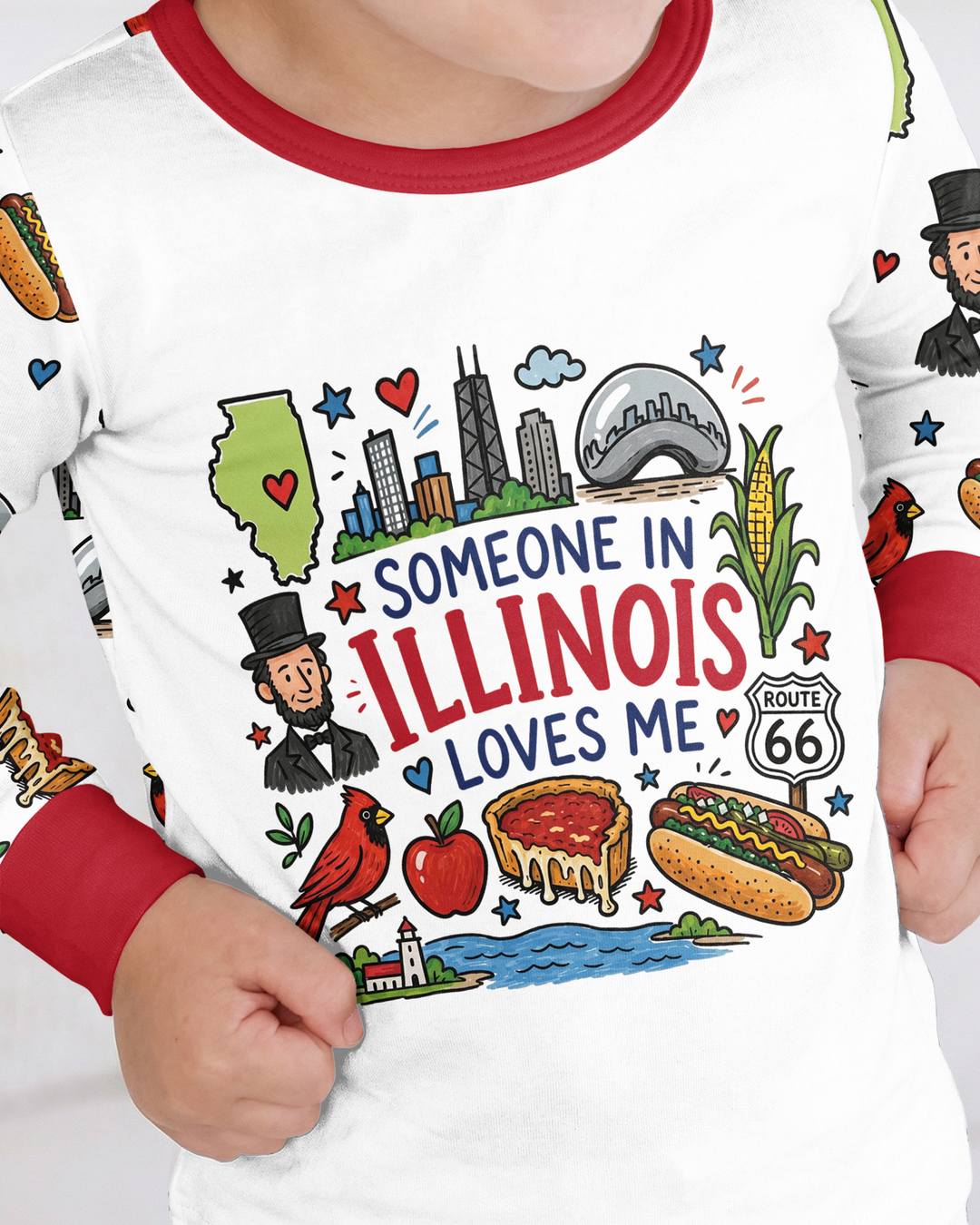 Someone in Illinois Loves Me Bamboo Two Piece Long Sleeve Pajama Set