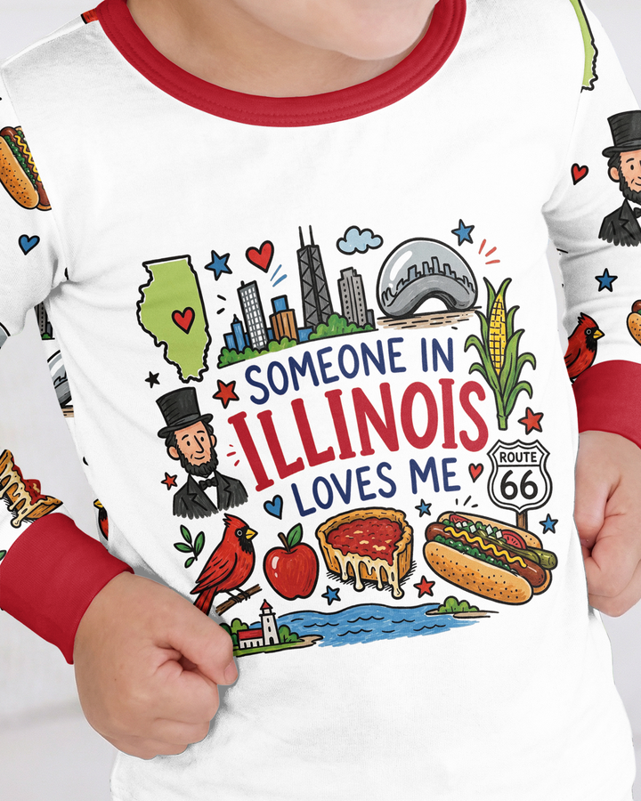 Someone in Illinois Loves Me Bamboo Two Piece Long Sleeve Pajama Set