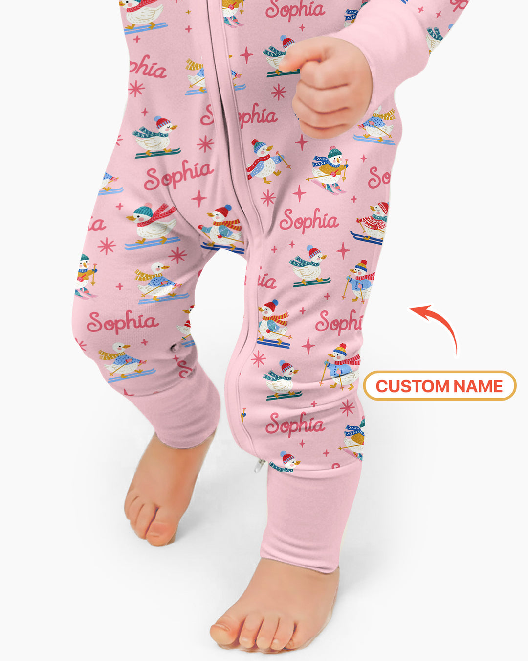 Custom Name Skiing Goose Bamboo Convertible Zippy