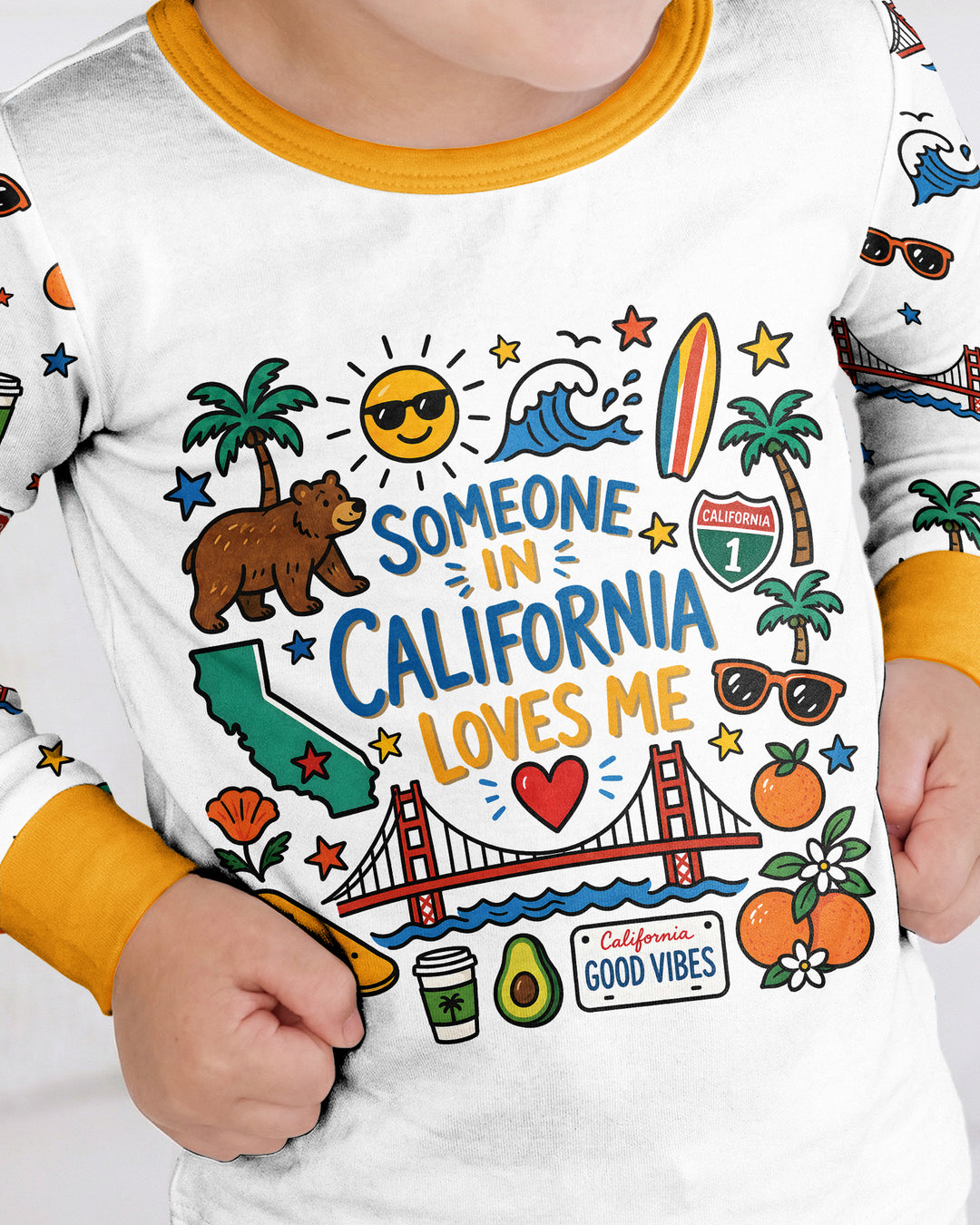 Someone in California Loves Me Bamboo Two Piece Long Sleeve Pajama Set (A)