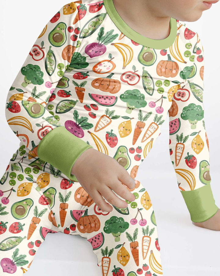 Veggie Friends Family Matching Bamboo Two Piece Long Sleeve Pajama Set