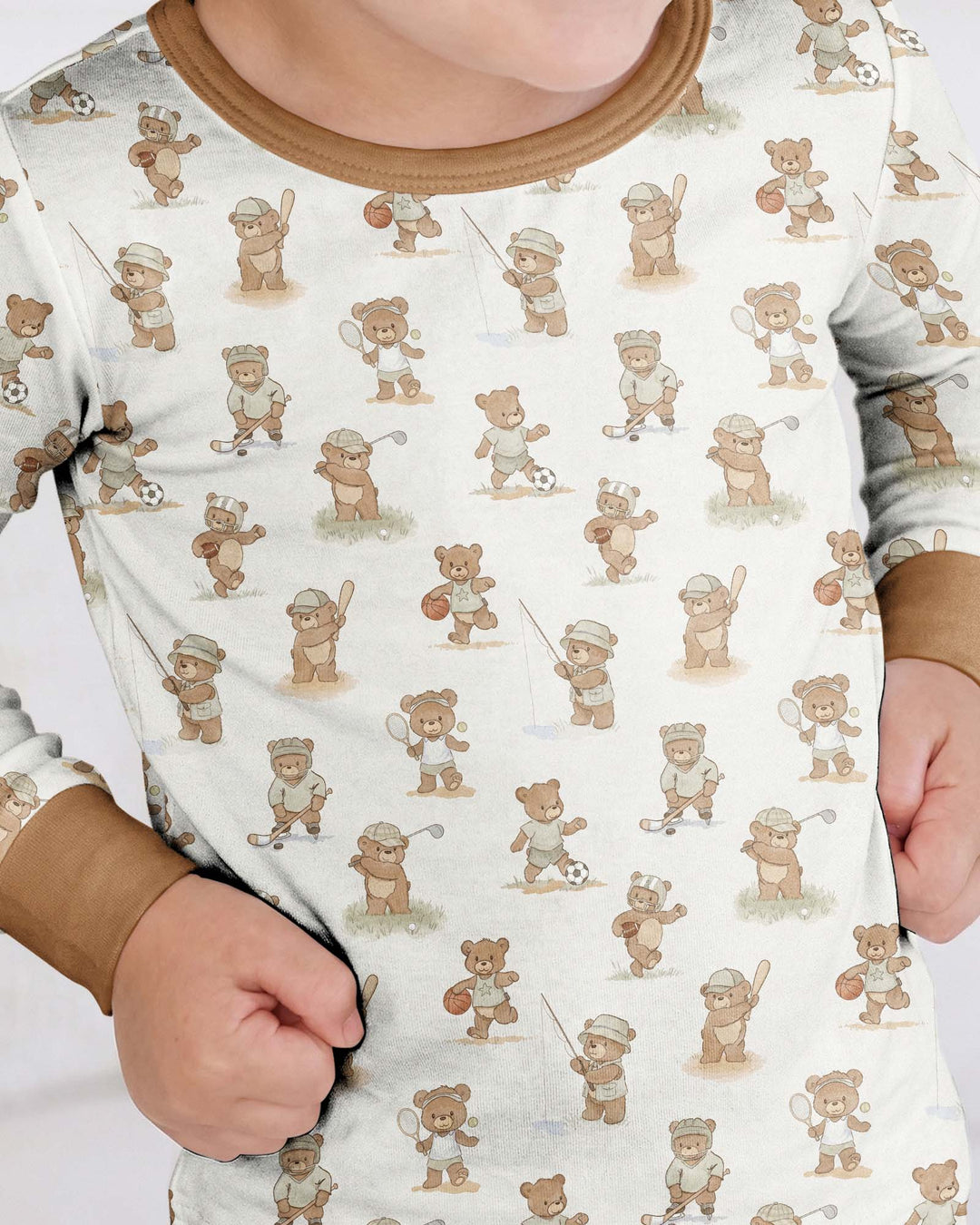 Little Sports Bears Bamboo Two Piece Long Sleeve Pajama Set