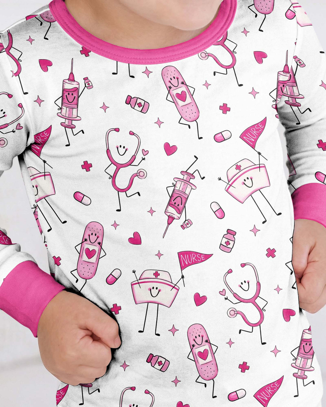 Cute Nurse Crew Bamboo Two Piece Long Sleeve Pajama Set