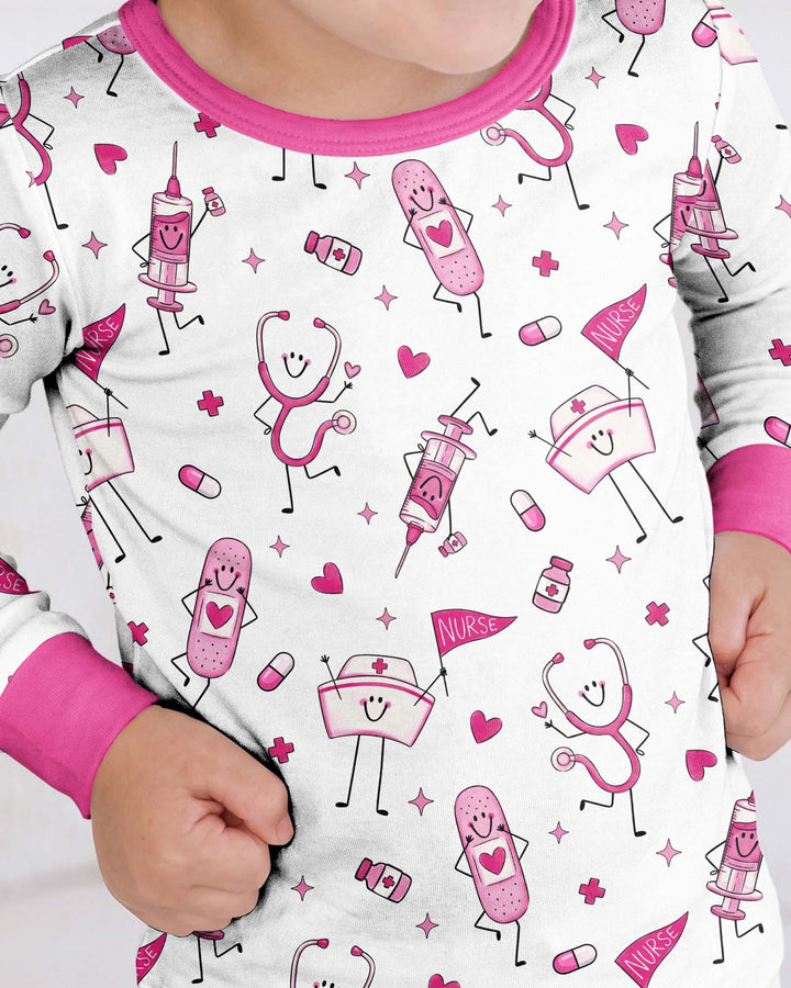 Cute Nurse Crew Bamboo Two Piece Long Sleeve Pajama Set