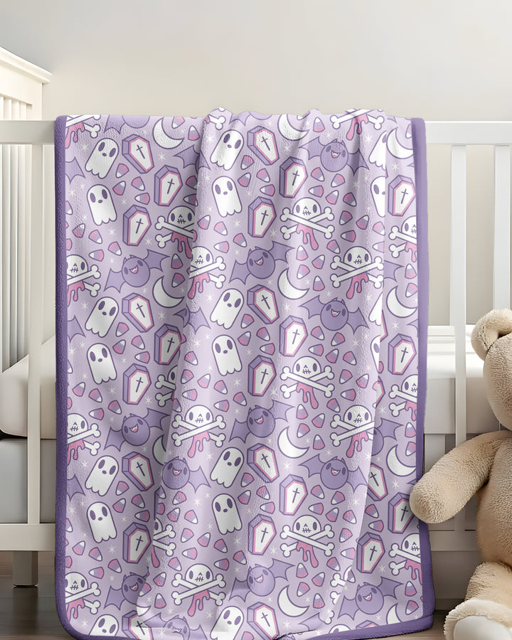 Cute Ghost Halloween Pastel Purple Spooky Bamboo Blanket