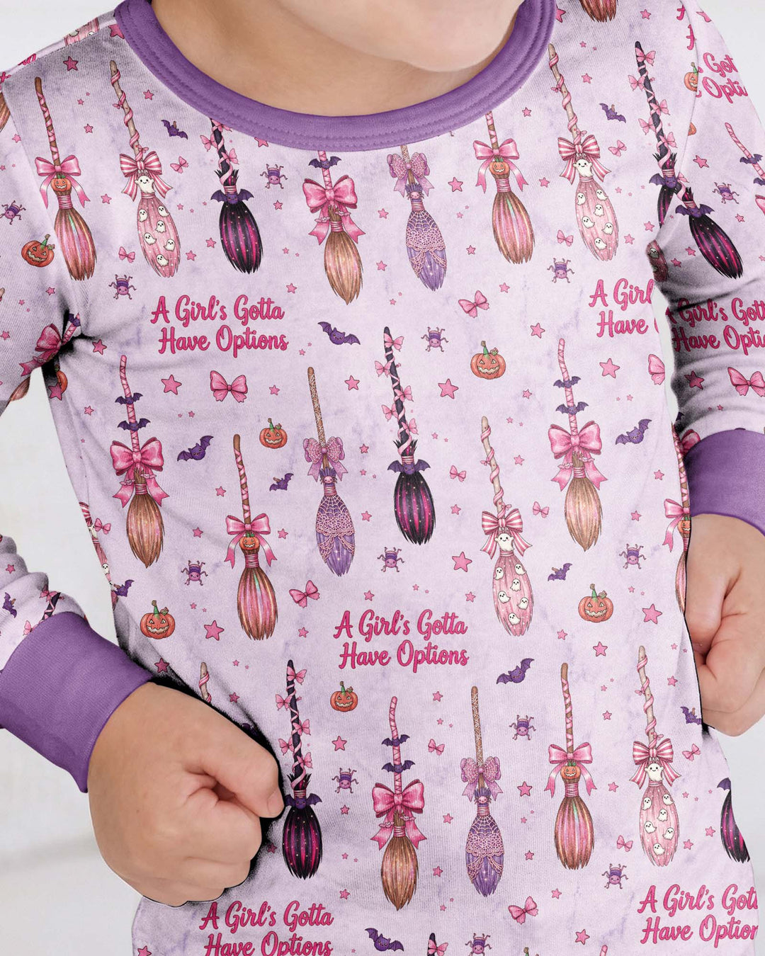 A Girl's Gotta Have Options Witch Brooms Bamboo Two Piece Long Sleeve Pajama Set