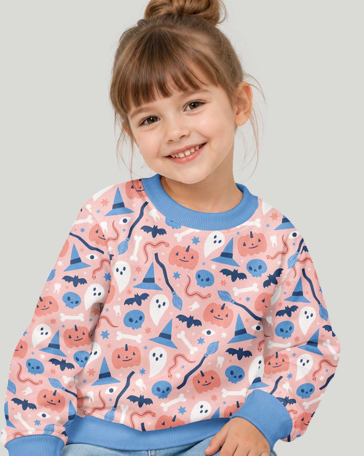 Pastel Pumpkins Skulls And Witch Craft Bamboo Crewneck Sweatshirt