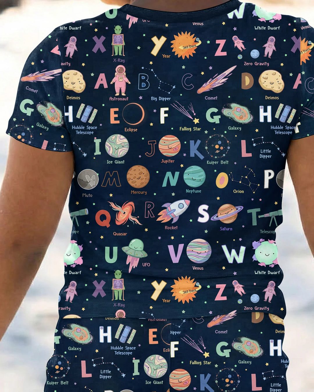 Space Alphabet Bamboo Two Piece Short Sleeve Pajama Set