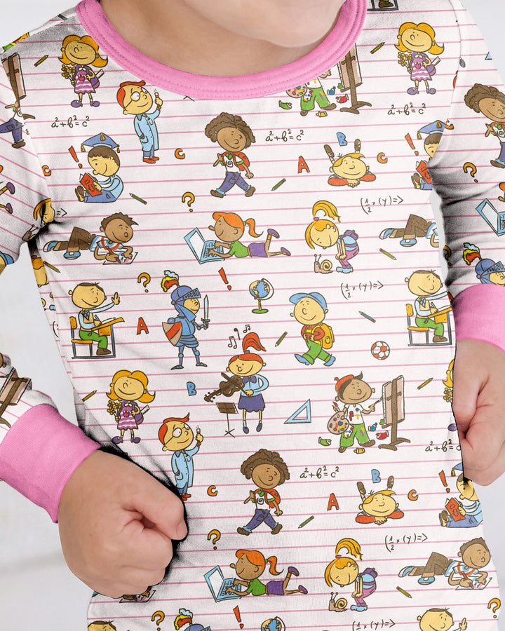 School Days Adventure Bamboo Two Piece Long Sleeve Pajama Set
