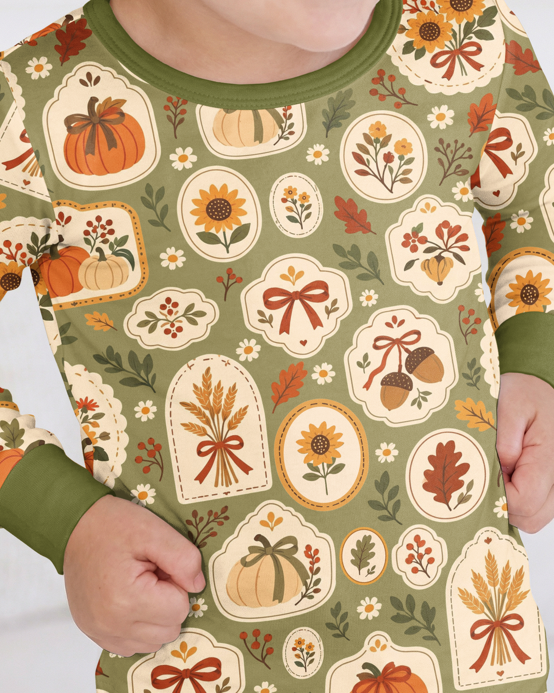 Warm Harvest Fall Bamboo Two Piece Long Sleeve Pajama Set