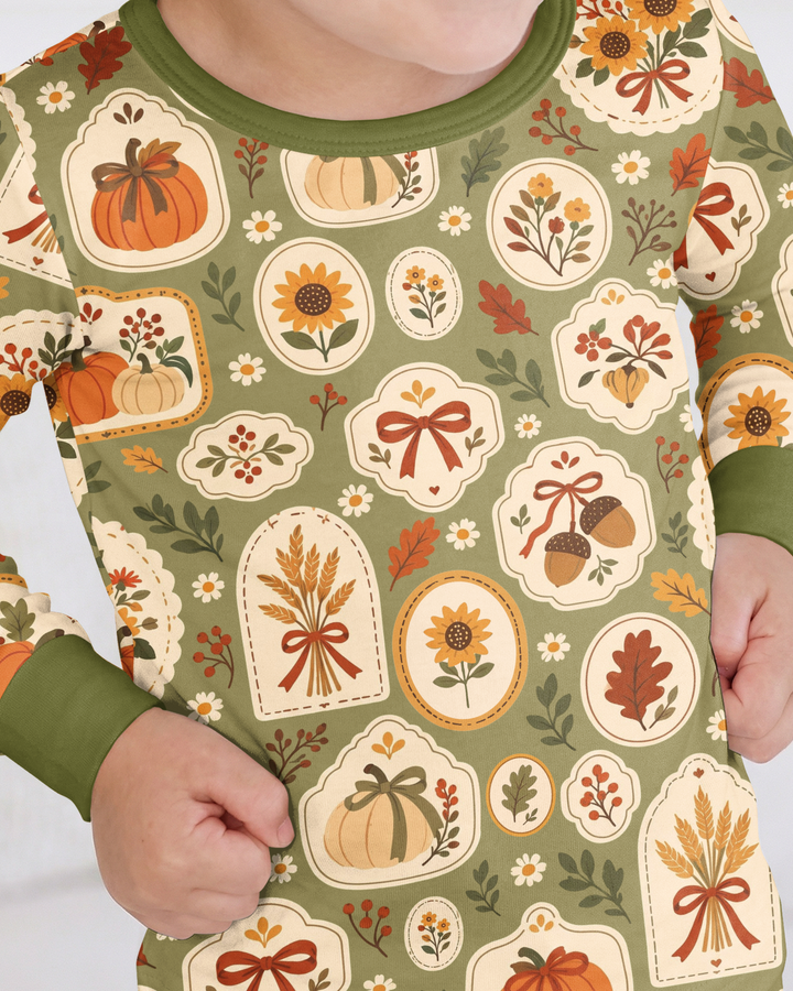 Warm Harvest Fall Bamboo Two Piece Long Sleeve Pajama Set