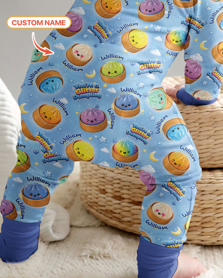 Custom Name You're A Glitter Dumpling Boy Bamboo Convertible Zippy