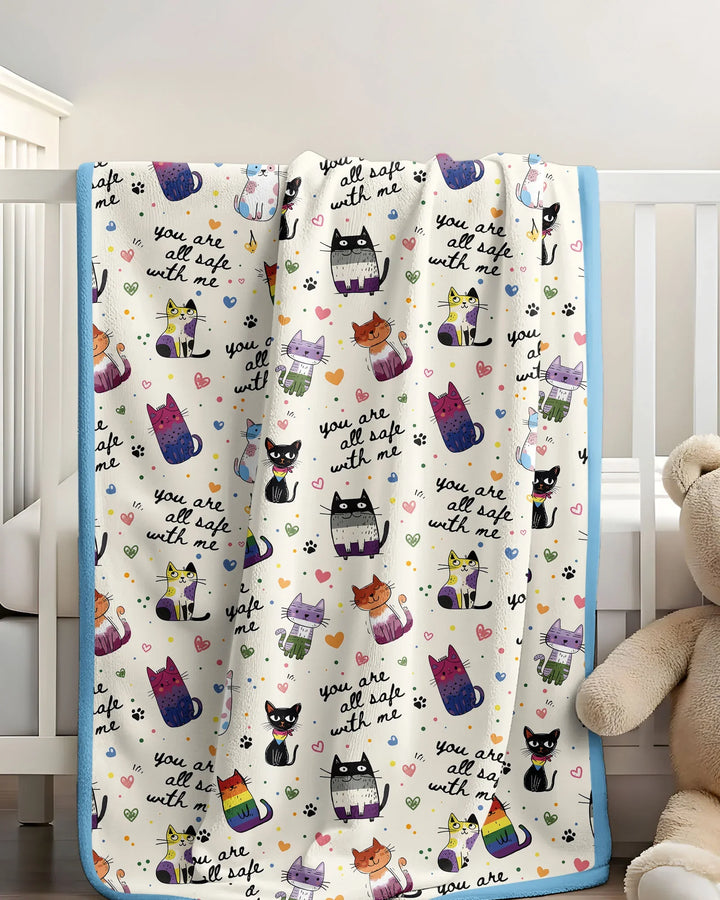 Loved & Safe Kitties Family Matching Bamboo Blanket