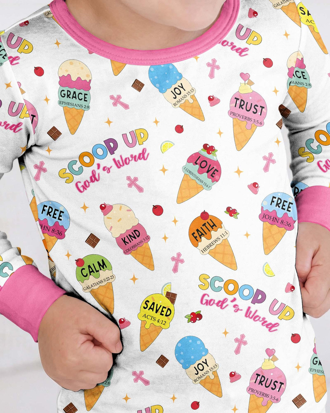 Ice Cream Summer Christian Bamboo Two Piece Long Sleeve Pajama Set