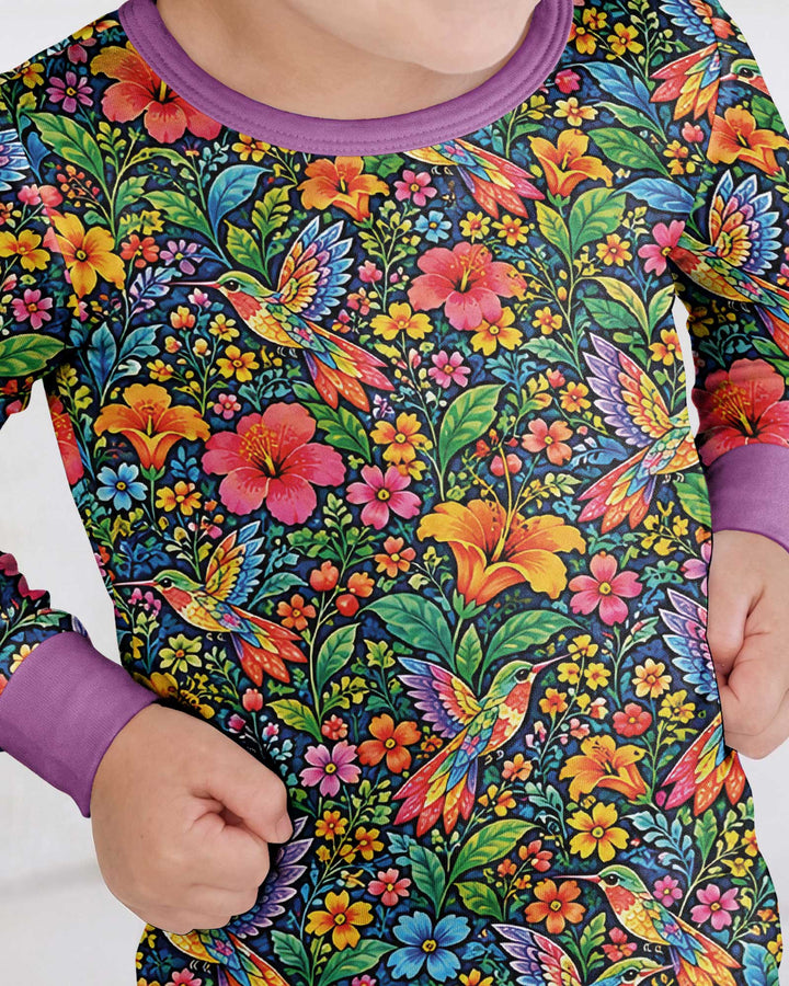 Hummingbird Paradise Bamboo Two Piece Long Sleeve Pajama Set