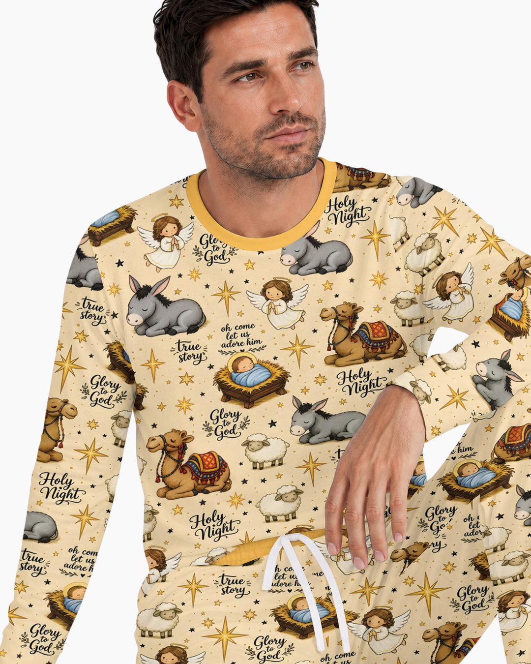 Nativity Christmas Holy Night Bamboo Men's Pajama Set