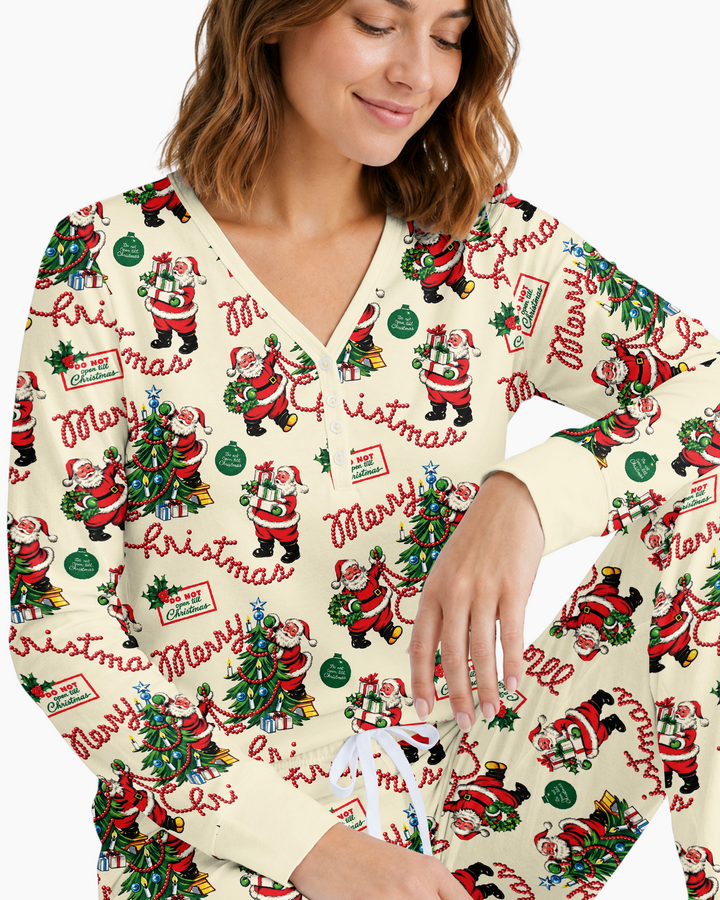 Funny Christmas Santa Bamboo Women Pajama Set
