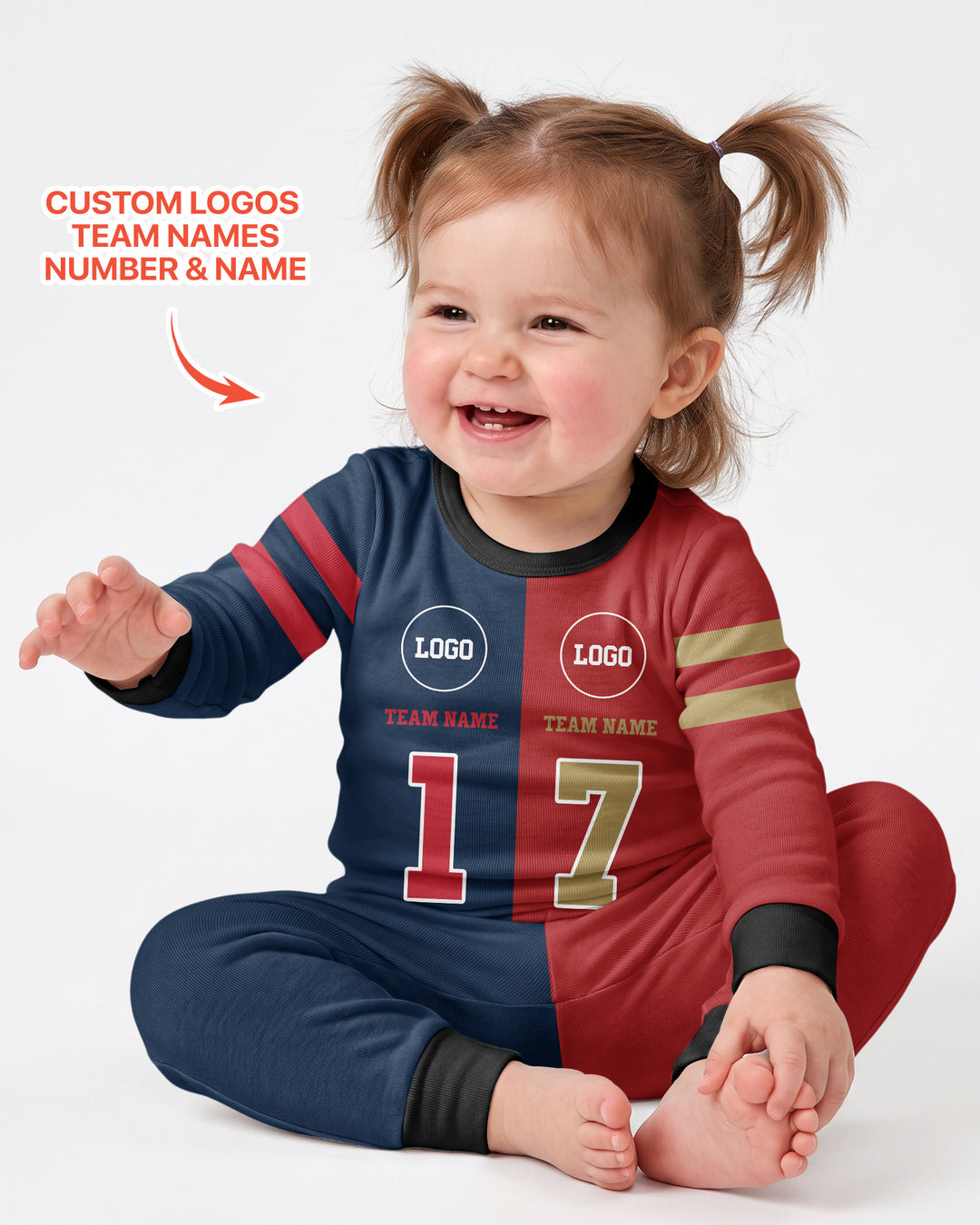 Football Rivalry Family Personalized Bamboo Two Piece Long Sleeve Pajama Set