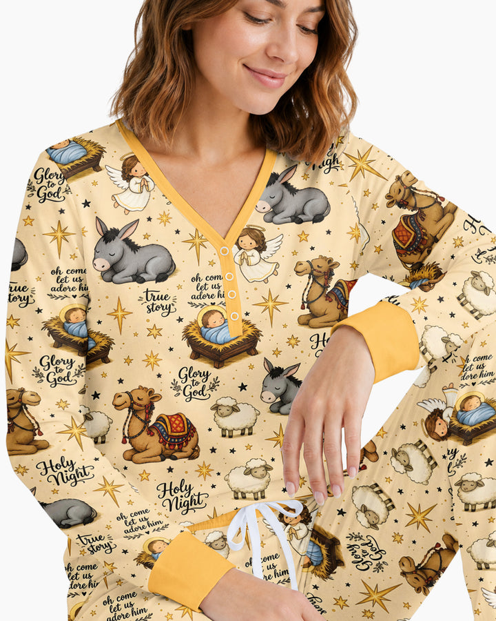 Nativity Christmas Holy Night Bamboo Women Pajama Set