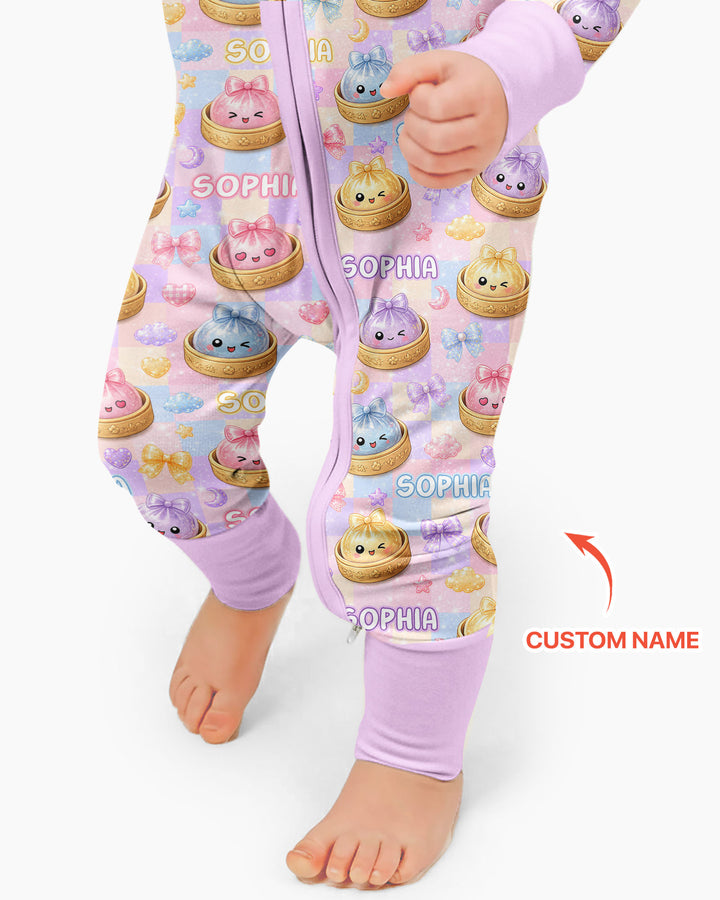 Custom Name Coquette Glitter Dumpling Bamboo Convertible Zippy