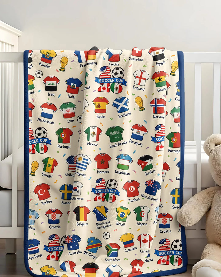 2026 Soccer World Jersey Flag Bamboo Blanket
