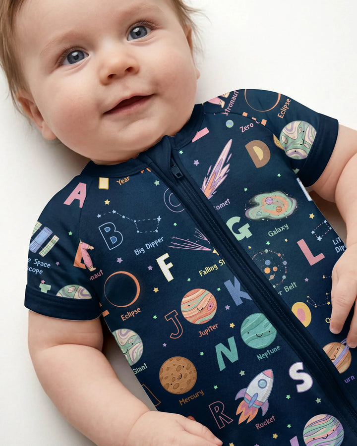 Space Alphabet Bamboo Shorty Zippy
